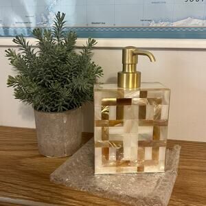 NEW Labrazel Parquet Shell Soap Dispenser Brushed Brass Designer NIB $455